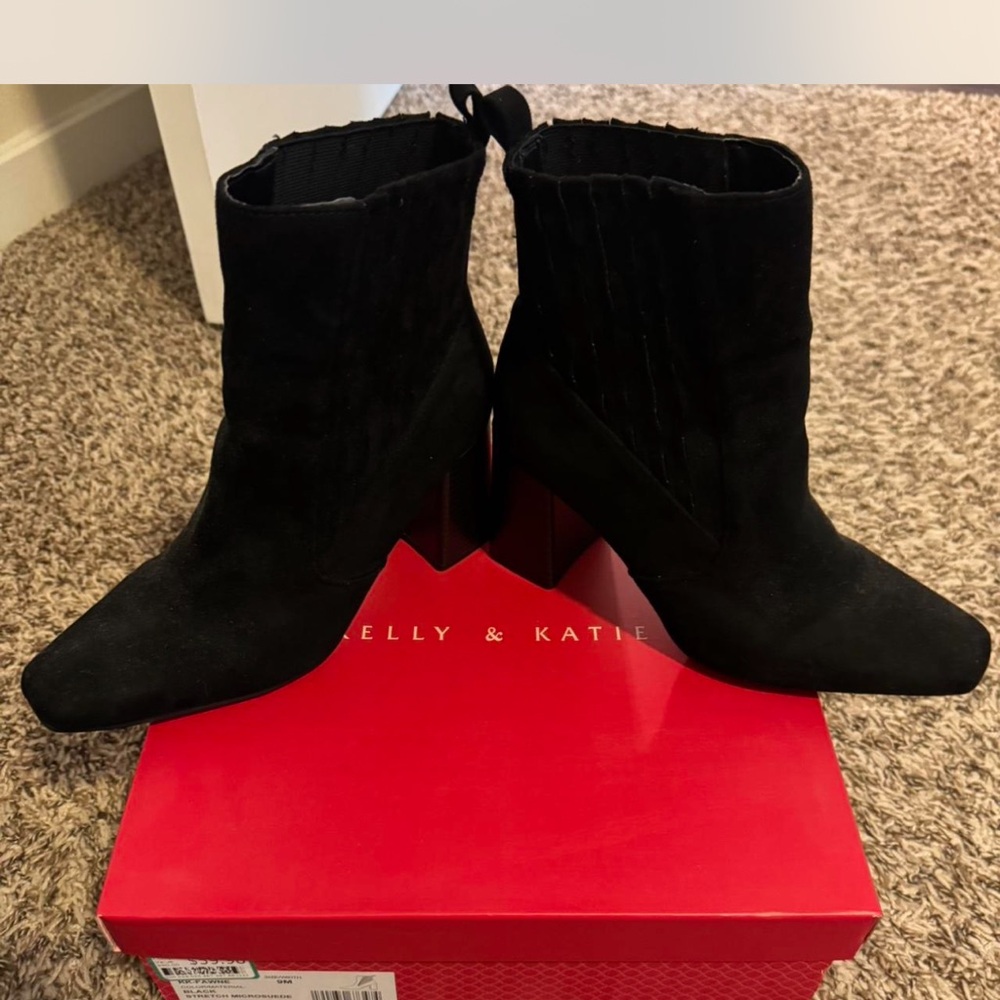 Kelly & Katie Black Suede Ankle Boots